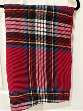 Marcus Adler Red Tartan Plaid Scarf / Wrap / Throw